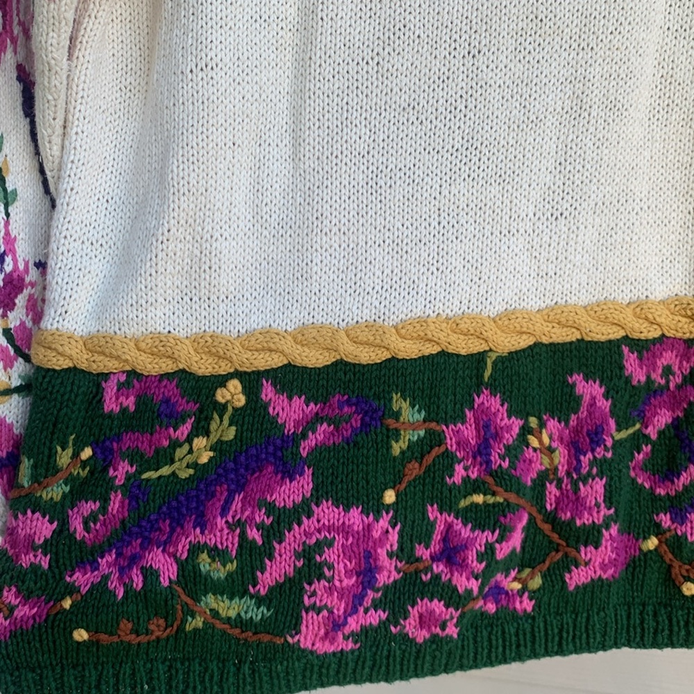 Vintage Jennifer reed handknit floral cottagecore coastal grandma sweater small - Picture 8 of 10